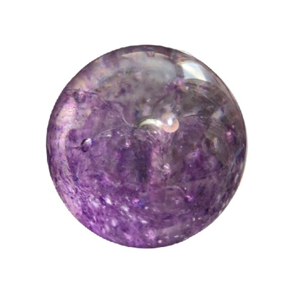 Amethyst Globe Bubble Glass Flower Paperweight - Picture 2 of 5